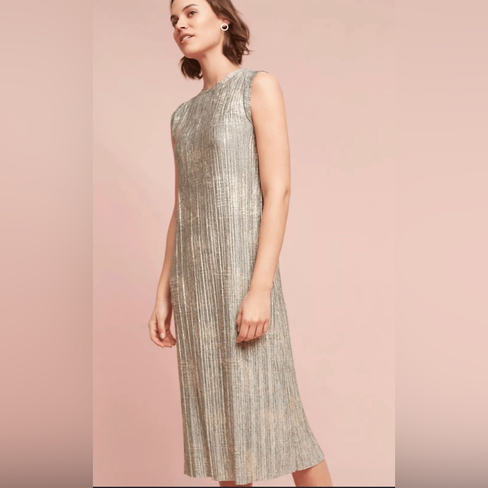 Anthropologie Corrina Metallic maxi dress